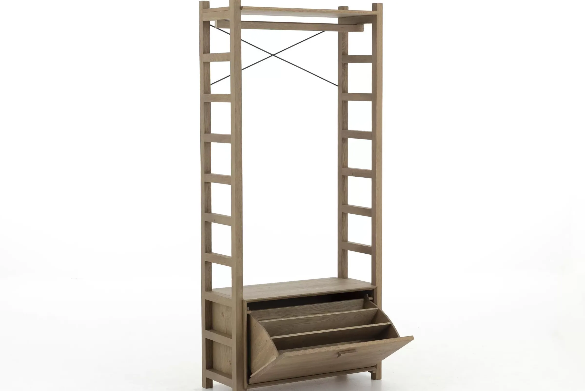 Placards^Flamant Aber, Etagere A Chaussures, Chene Patine, Avec Tringle De Placard