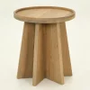 Table A Cafe^Flamant Argent, Table D'Appoint, Chene Patine, Ronde