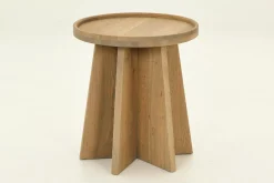 Table A Cafe^Flamant Argent, Table D'Appoint, Chene Patine, Ronde