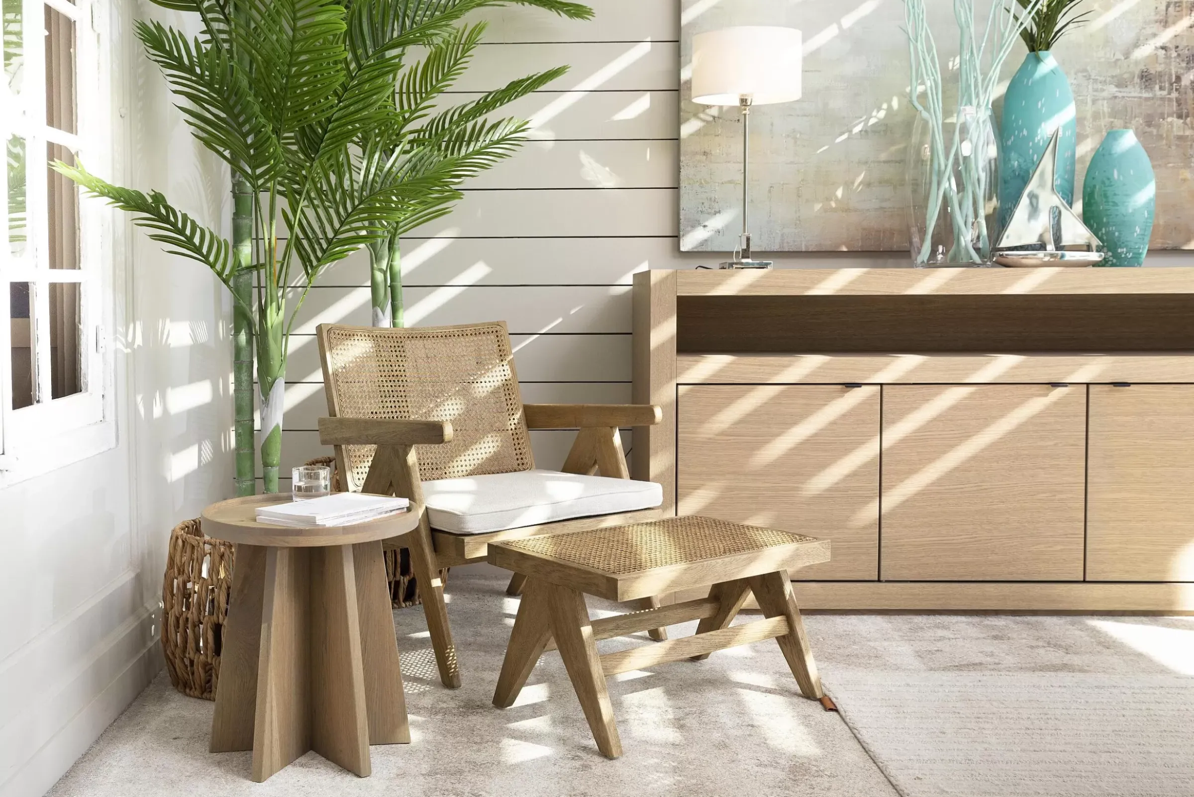 Table A Cafe^Flamant Argent, Table D'Appoint, Chene Patine, Ronde