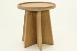 Table A Cafe^Flamant Argent, Table D'Appoint, Chene Patine, Ronde