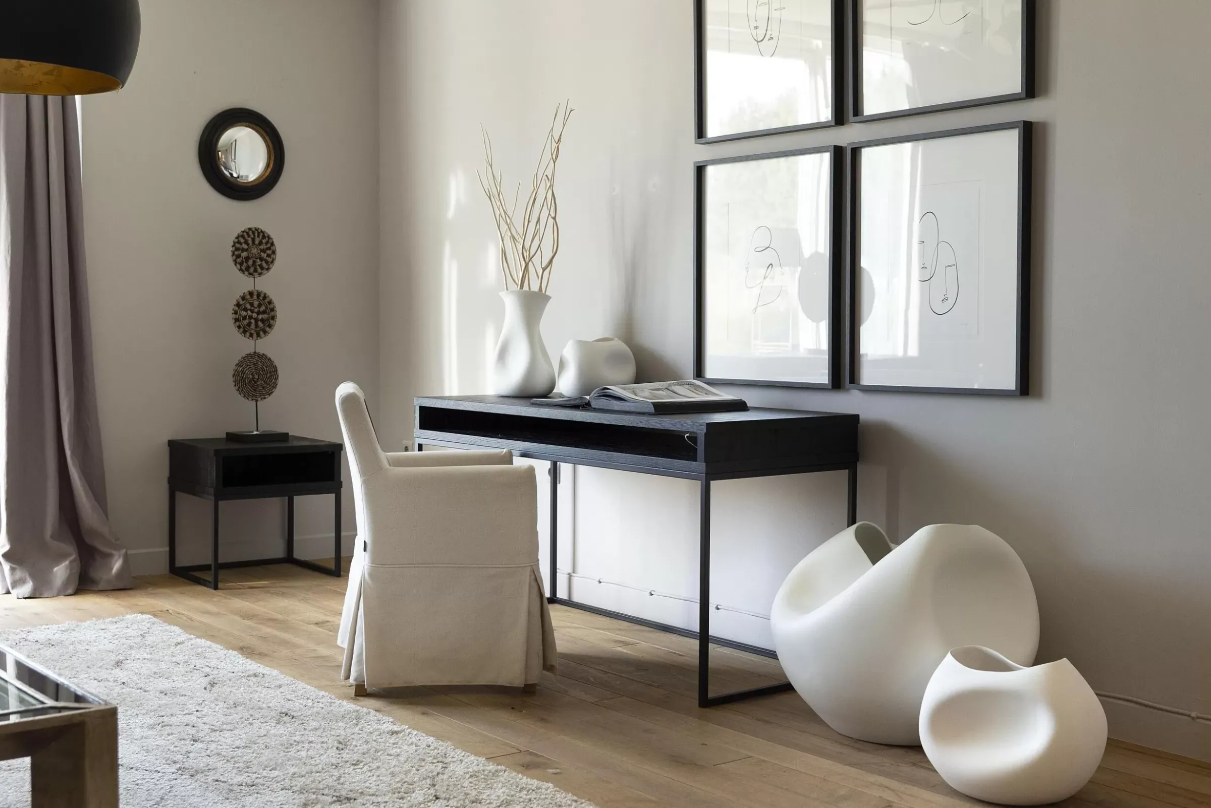 Table A Cafe^Flamant Armand, Table D'Appoint, Chene Noir Et Metal