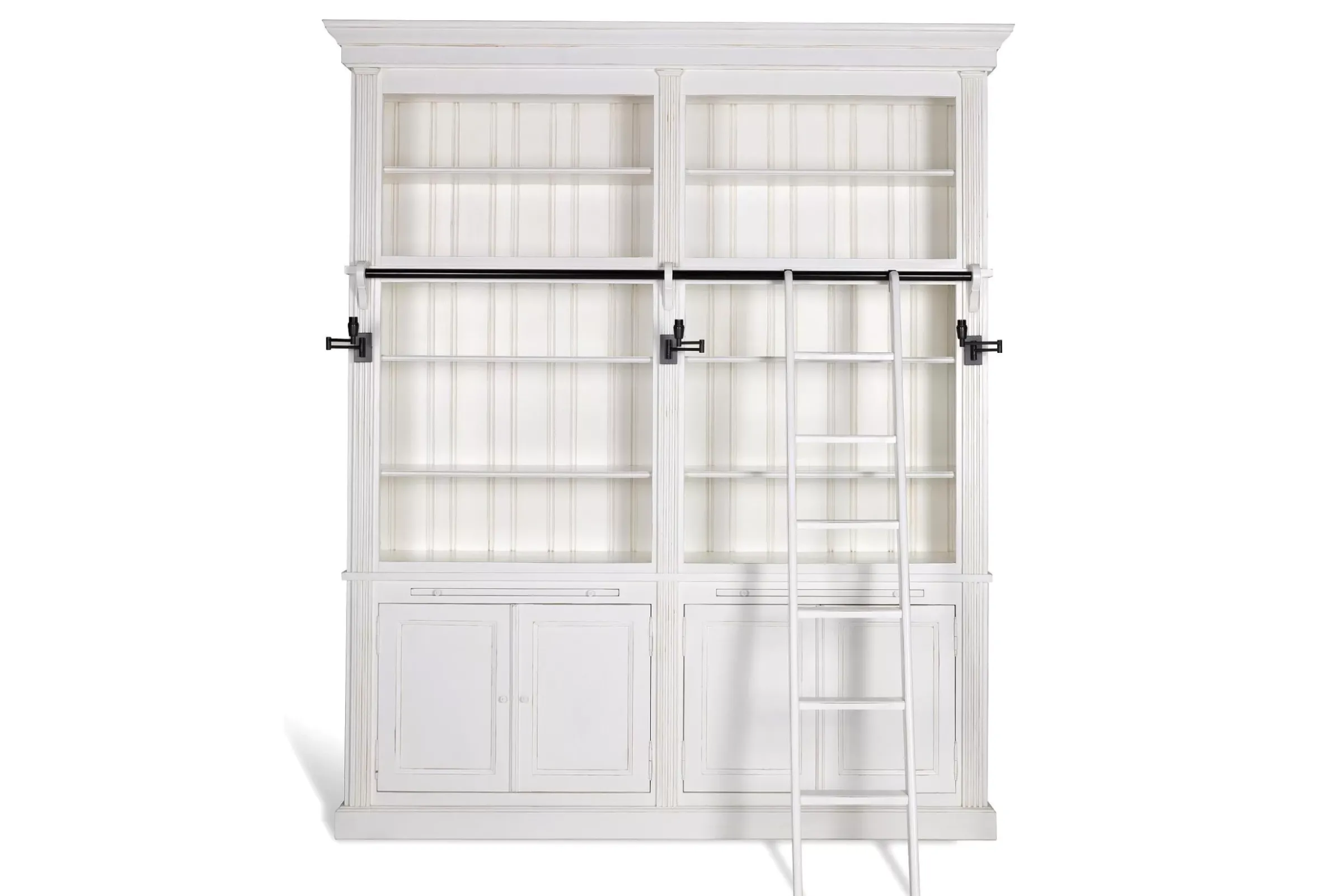 Placards^Flamant Balmore, Bibliotheque, Blanche, 2 Parties, Avec Echelle