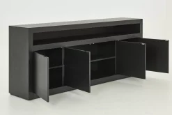 Buffets^Flamant Bjorn, Buffet, Noir, 4 Portes, Avec Lumieres Led A Intensite Variable