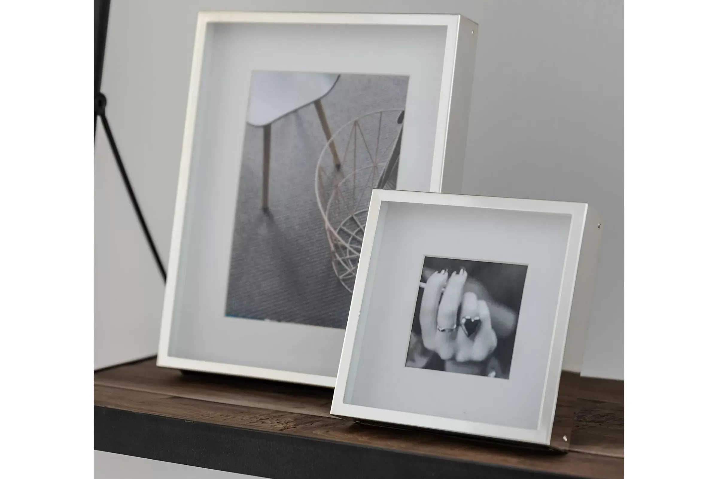 Décoration^Flamant Boites, Cadre Photo, Plaque Argent Et Laque, 8X8