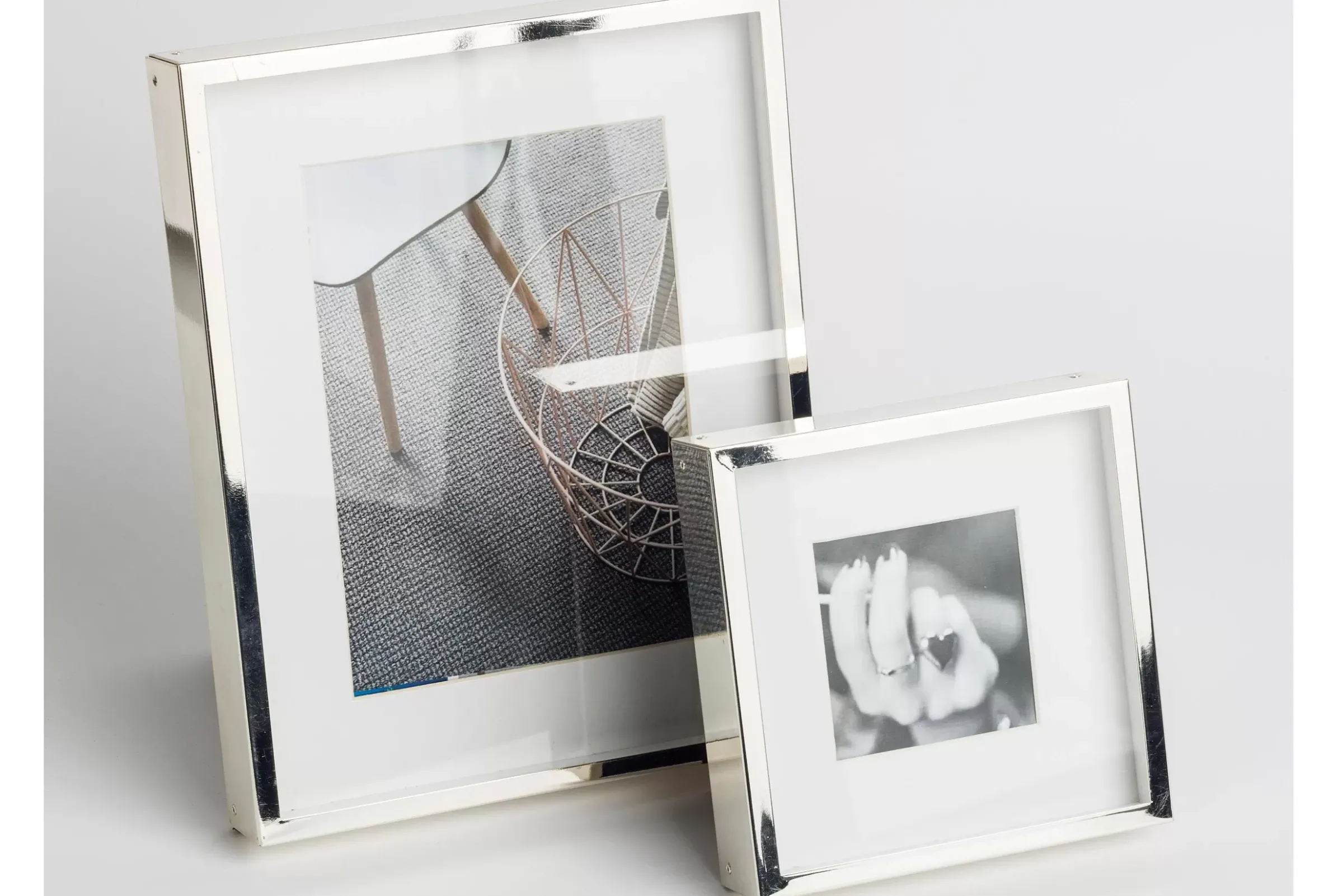 Décoration^Flamant Boites, Cadre Photo, Plaque Argent Et Laque, 8X8