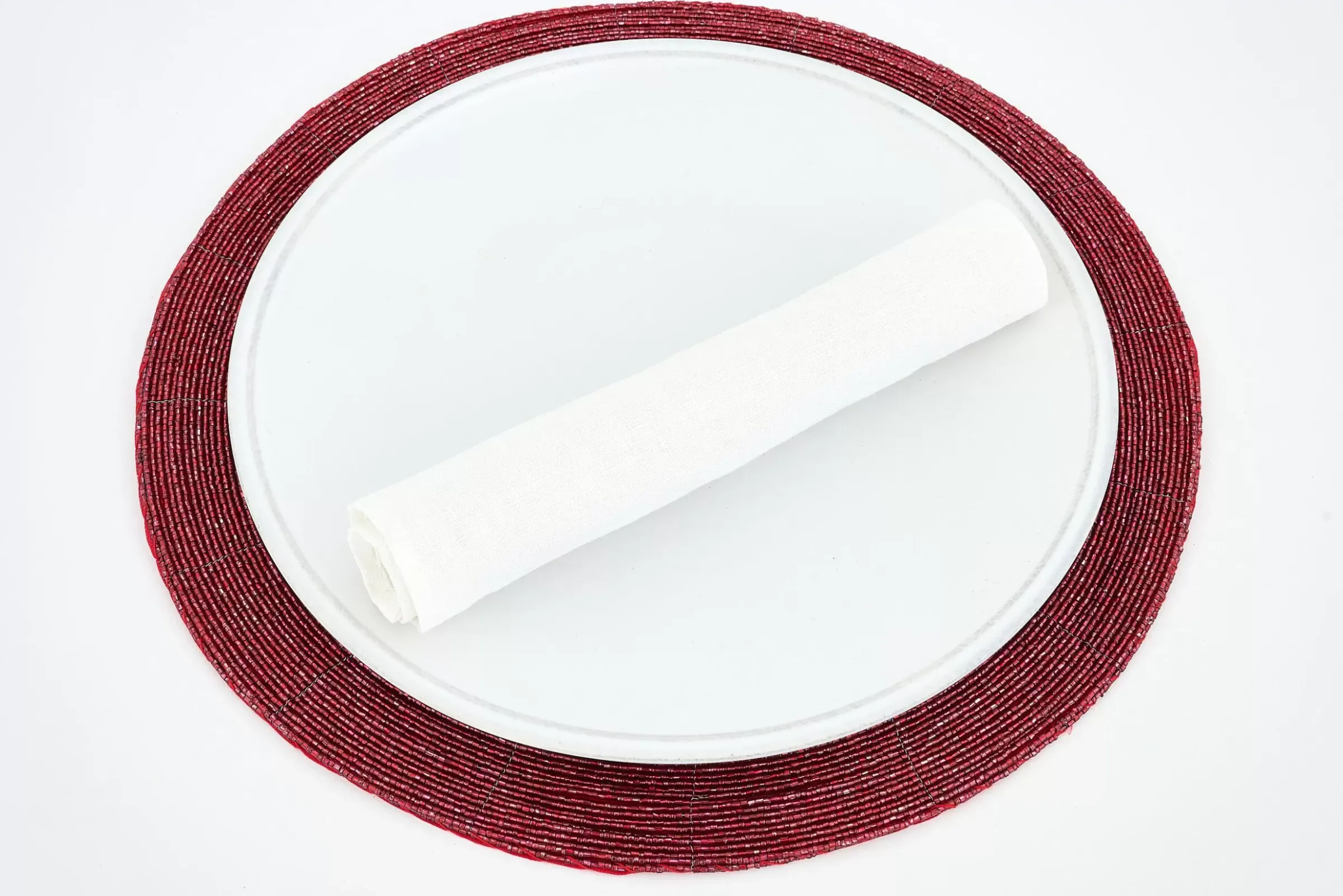 Textiles De Salle A Manger Et De Cuisine^Flamant Delvin, Set De Table, Perles, Rouge