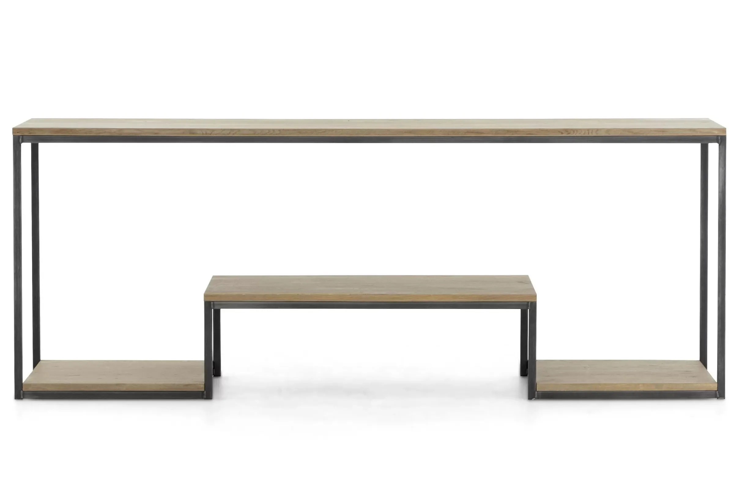 Table A Cafe^Flamant Hattie, Table Console, Chene Patine Et Fer