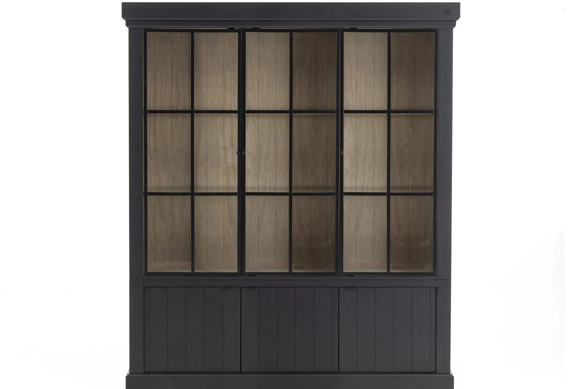 Placards^Flamant Iron Jason, Armoire, Noir, Chene, 3 Portes En Fer