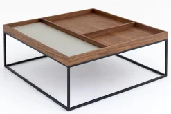 Table A Cafe^Flamant Jalon, Table Basse, Carree, Bois Et Metal