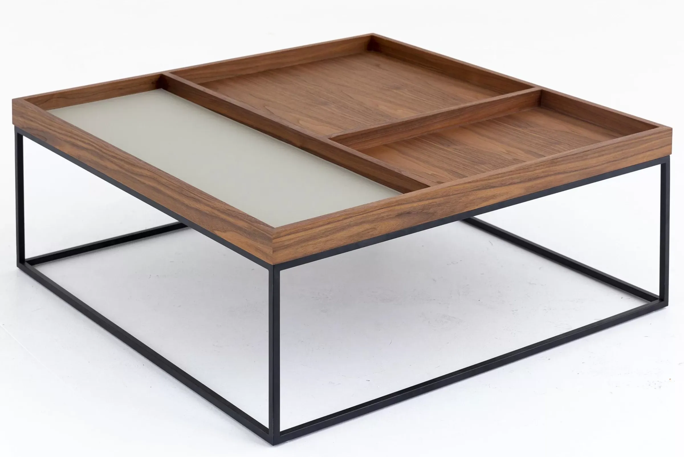 Table A Cafe^Flamant Jalon, Table Basse, Carree, Bois Et Metal