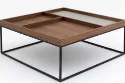 Table A Cafe^Flamant Jalon, Table Basse, Carree, Bois Et Metal