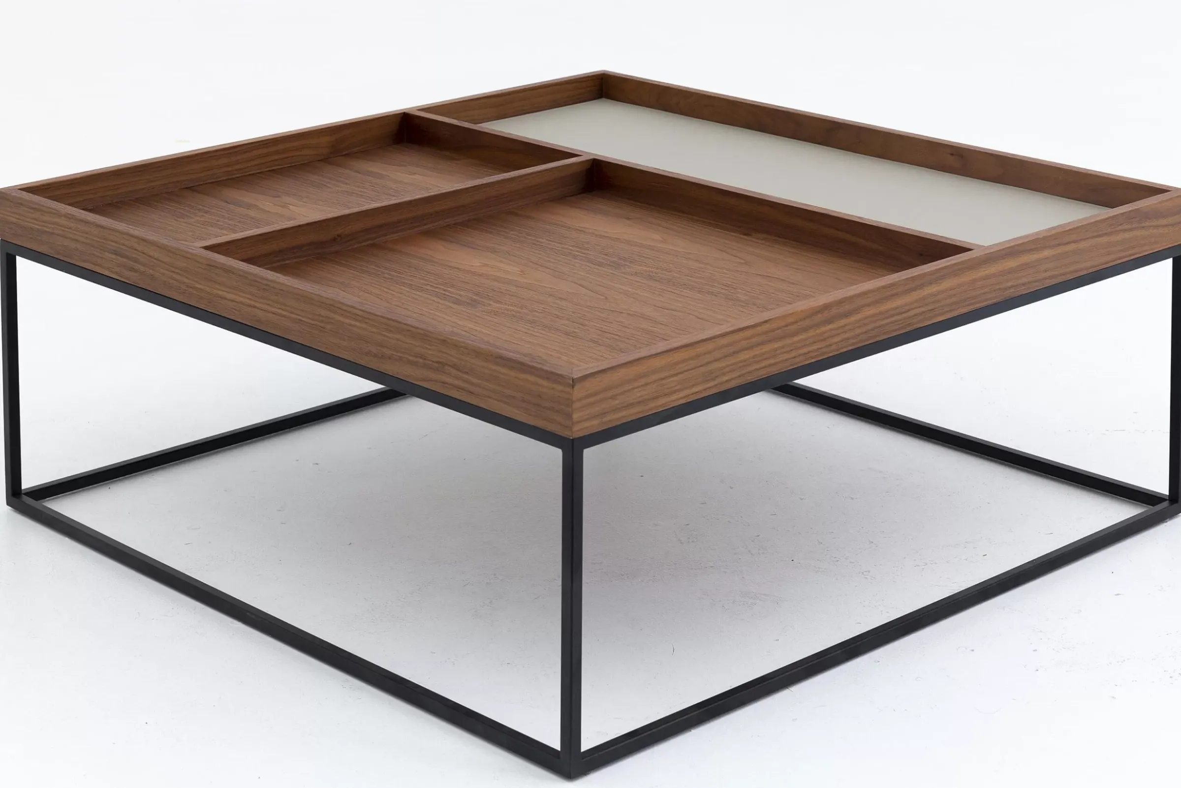 Table A Cafe^Flamant Jalon, Table Basse, Carree, Bois Et Metal