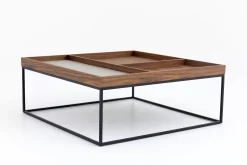 Table A Cafe^Flamant Jalon, Table Basse, Carree, Bois Et Metal