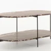 Table A Cafe^Flamant Karina, Table Basse, Marbre Et Metal, Rouge