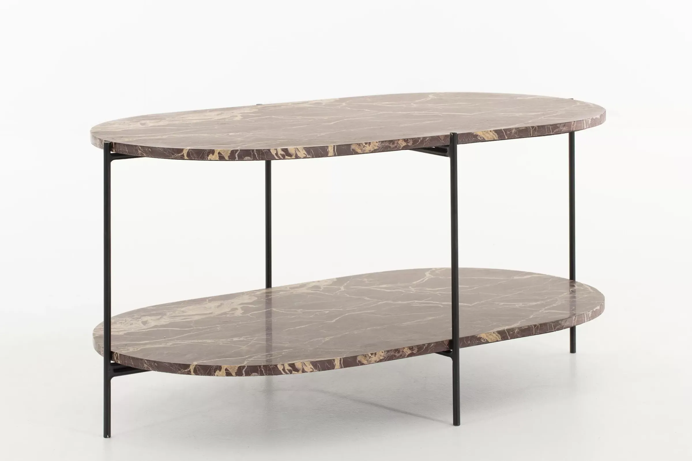 Table A Cafe^Flamant Karina, Table Basse, Marbre Et Metal, Rouge
