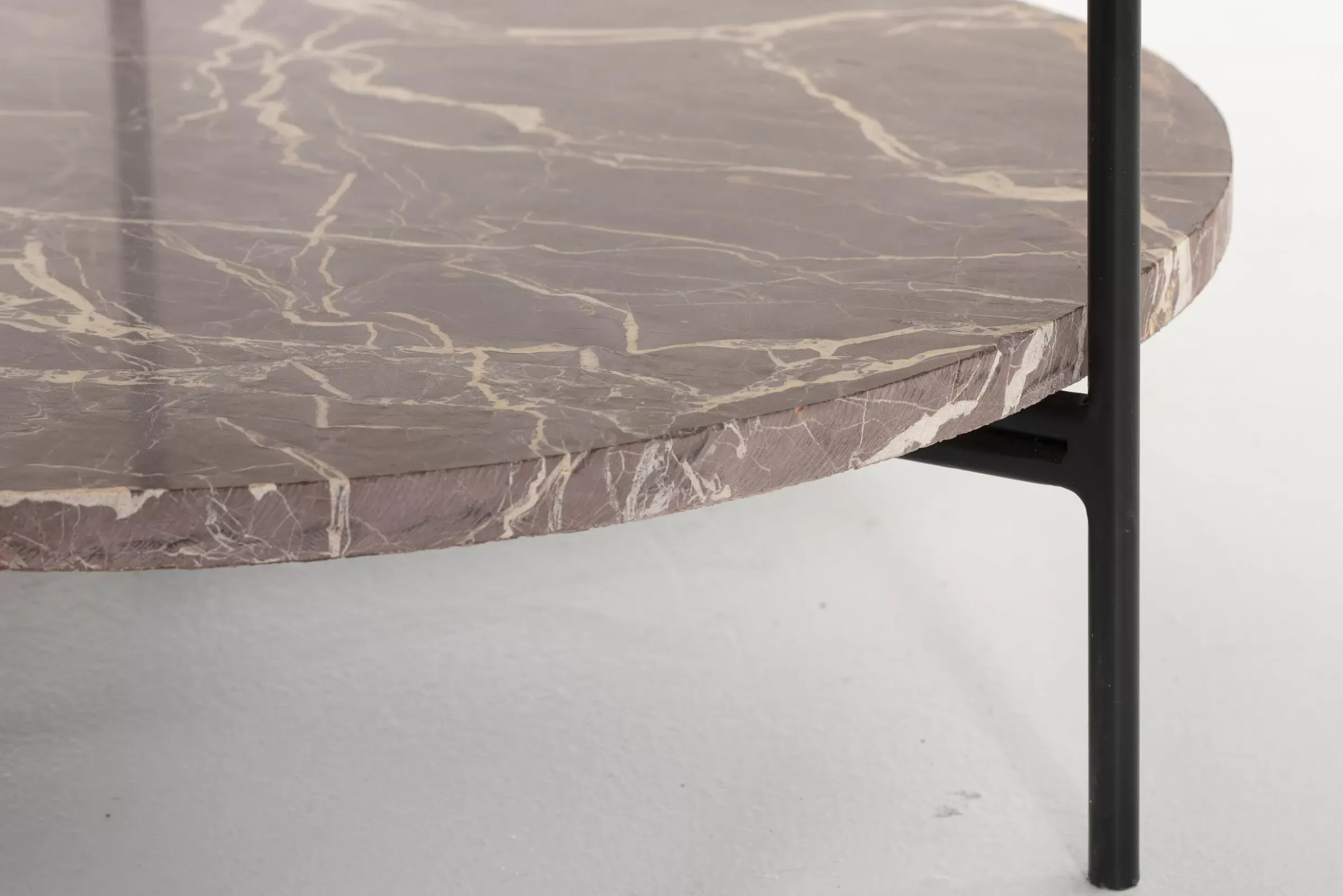 Table A Cafe^Flamant Karina, Table Basse, Marbre Et Metal, Rouge