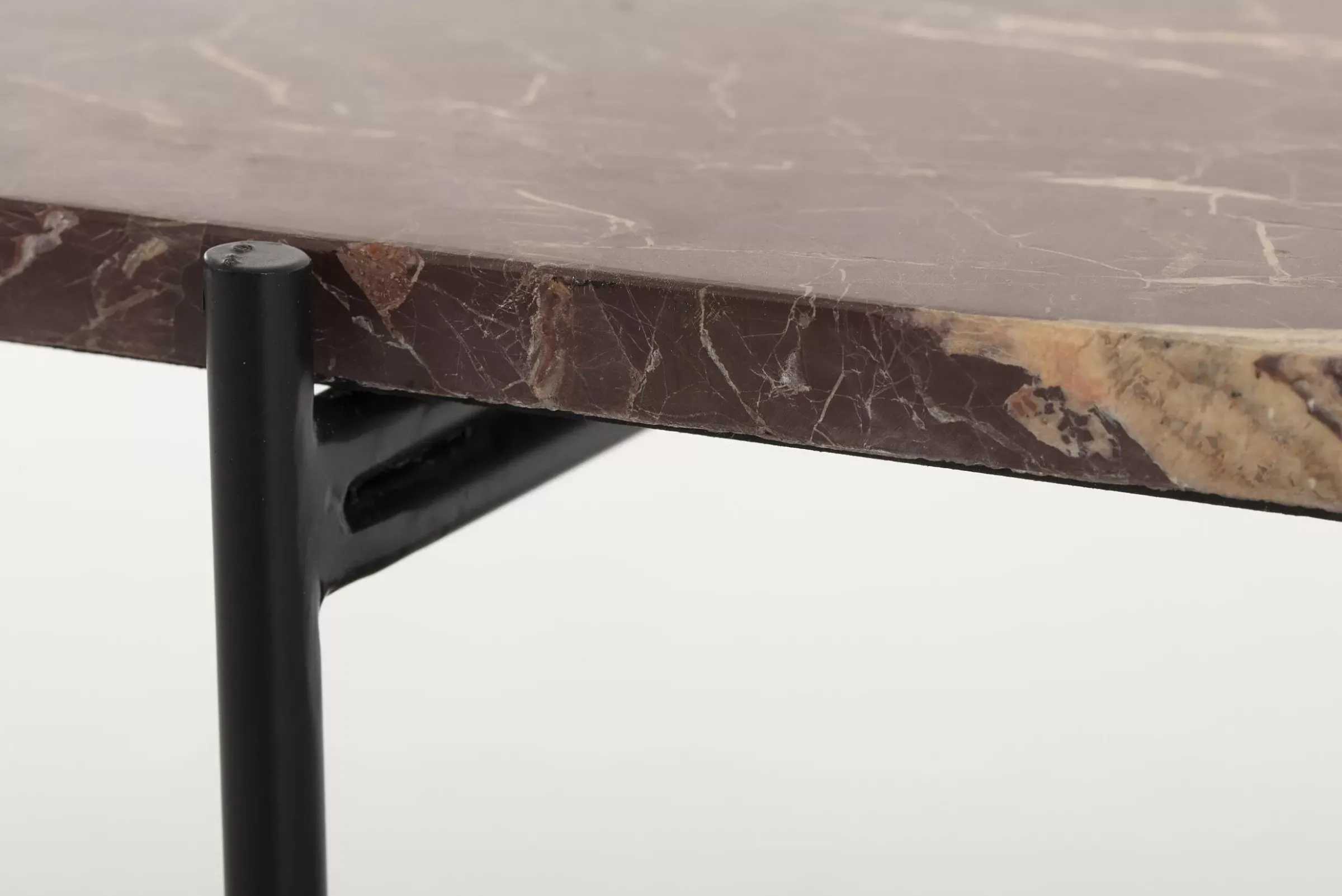 Table A Cafe^Flamant Karina, Table Basse, Marbre Et Metal, Rouge