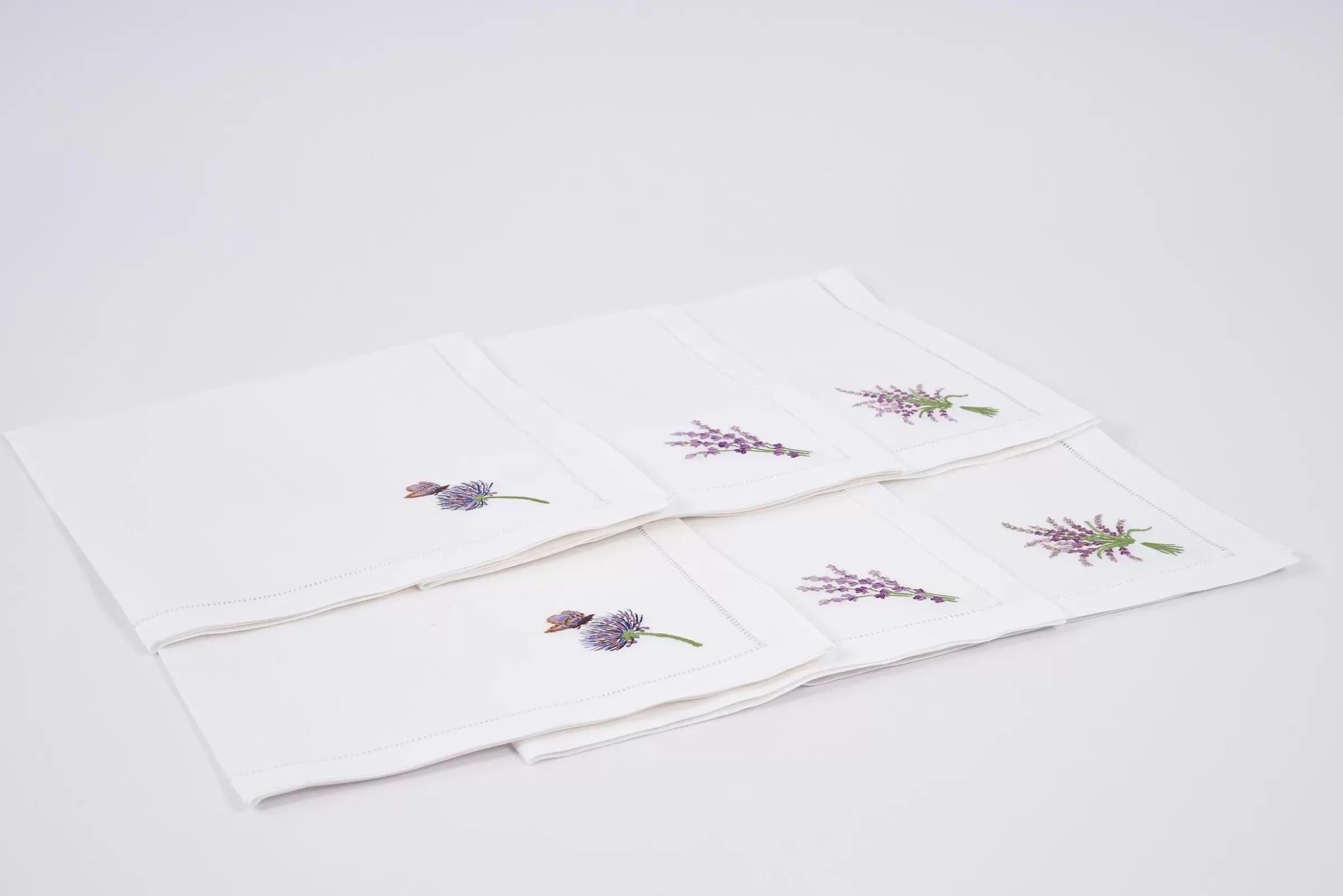 Textiles De Salle A Manger Et De Cuisine^Flamant Lavande, Serviette, Broderie, Lot De 6