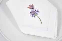 Textiles De Salle A Manger Et De Cuisine^Flamant Lavande, Serviette, Broderie, Lot De 6