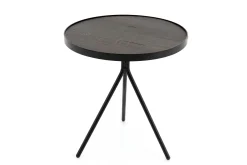 Table A Cafe^Flamant Madison, Table D'Appoint, Chene Et Metal, Ronde, 45 Cm, Marron Fonce