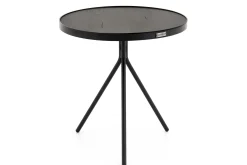 Table A Cafe^Flamant Madison, Table D'Appoint, Chene Et Metal, Ronde, 45 Cm, Marron Fonce