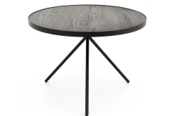 Table A Cafe^Flamant Madison, Table D'Appoint, Chene Et Metal, Ronde, 60 Cm, Marron Fonce