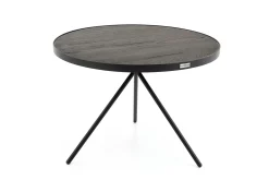 Table A Cafe^Flamant Madison, Table D'Appoint, Chene Et Metal, Ronde, 60 Cm, Marron Fonce