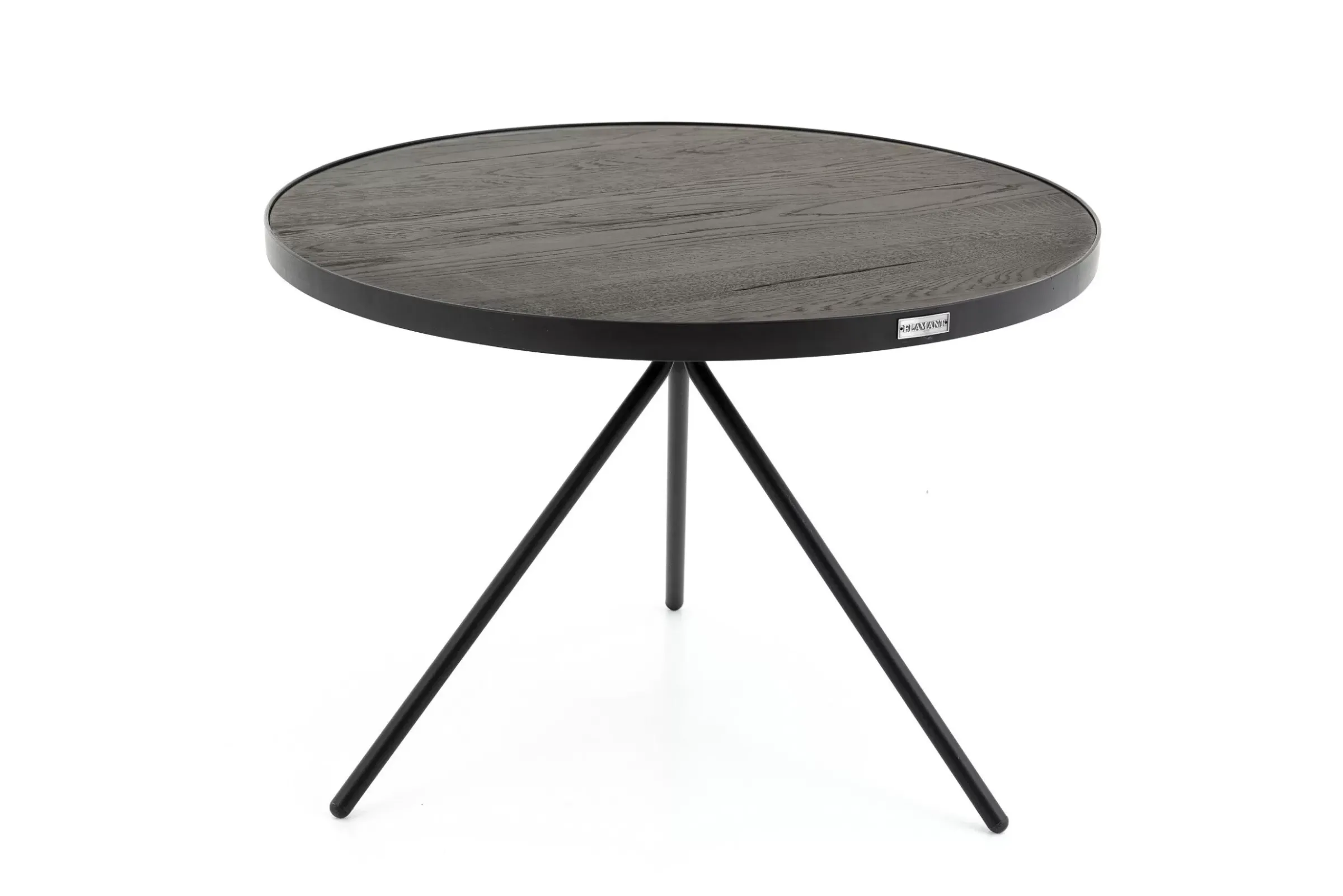 Table A Cafe^Flamant Madison, Table D'Appoint, Chene Et Metal, Ronde, 60 Cm, Marron Fonce