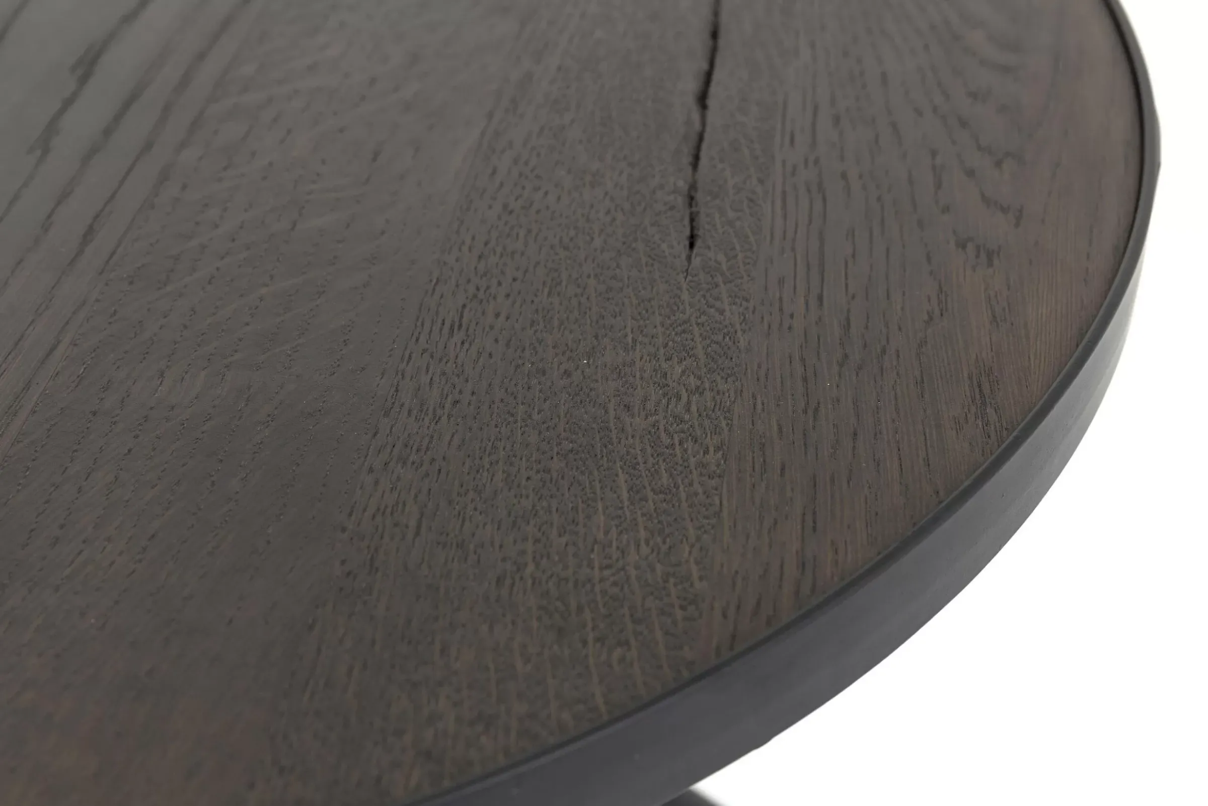 Table A Cafe^Flamant Madison, Table D'Appoint, Chene Et Metal, Ronde, 60 Cm, Marron Fonce