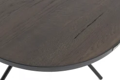 Table A Cafe^Flamant Madison, Table D'Appoint, Chene Et Metal, Ronde, 60 Cm, Marron Fonce