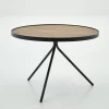 Table A Cafe^Flamant Madison, Table D'Appoint, Chene Et Metal, Ronde, 60 Cm, Marron Clair