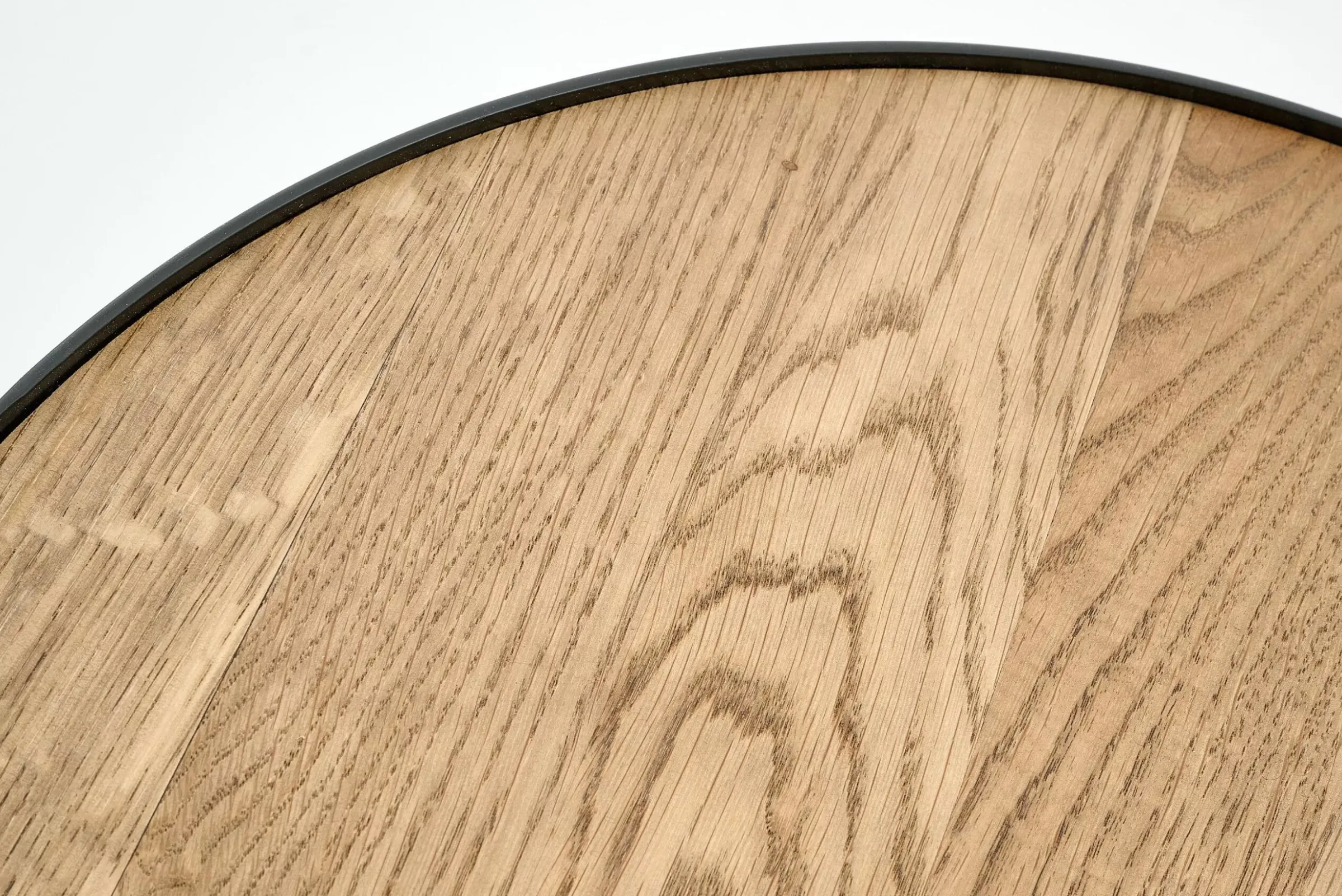 Table A Cafe^Flamant Madison, Table D'Appoint, Chene Et Metal, Ronde, 45 Cm, Marron Clair