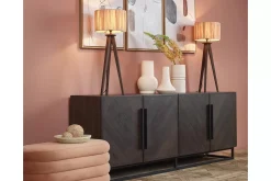 Eclairage^Flamant Maeve, Lampe De Table Avec Abat-Jour, Bois Et Raphia