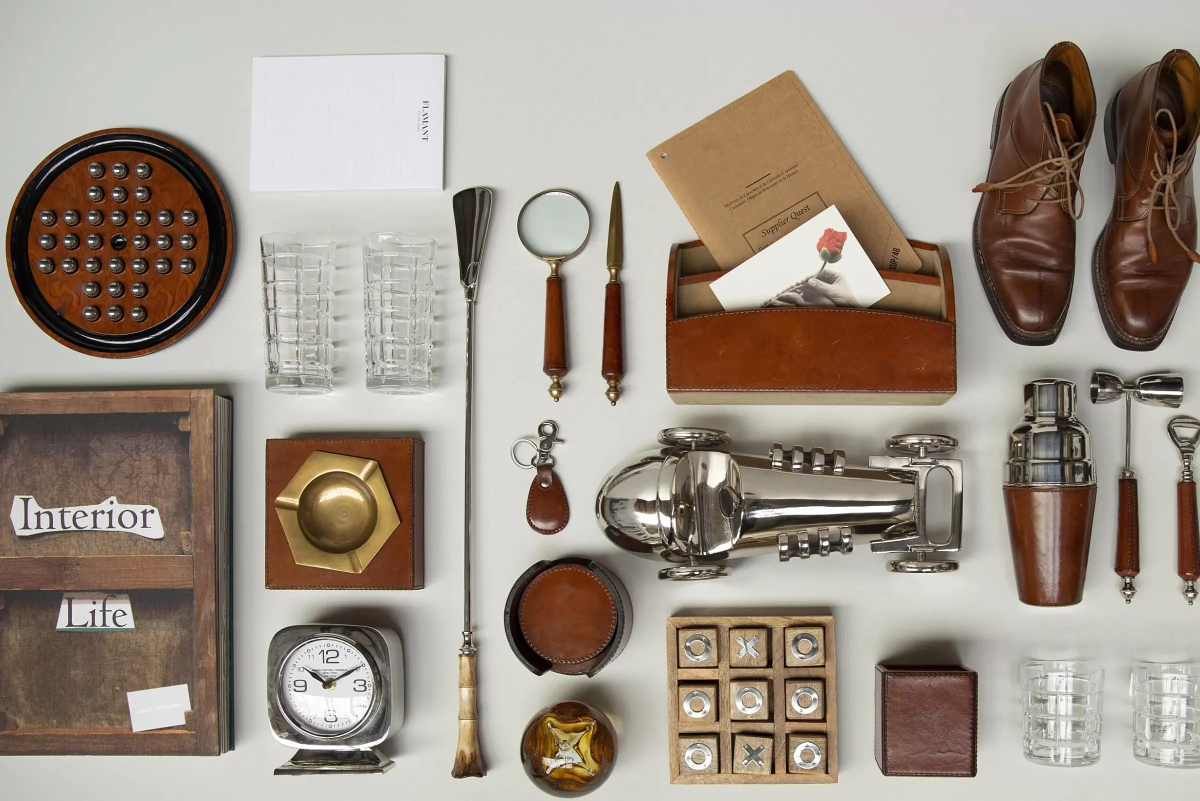 Accessoires^Flamant Manhattan, Decapsuleur, Cuir Marron