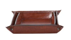Accessoires^Flamant Manhattan, Plateau, Cuir Marron, S