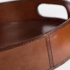 Accessoires^Flamant Manhattan, Plateau, Cuir Marron, Rond