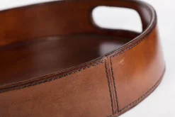 Accessoires^Flamant Manhattan, Plateau, Cuir Marron, Rond