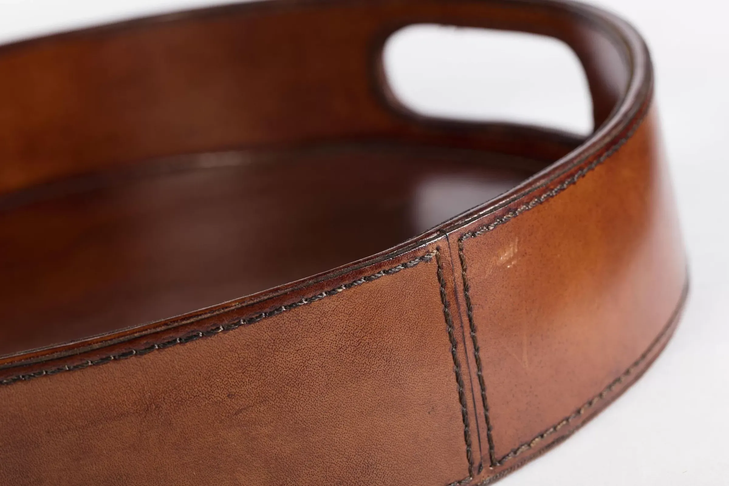 Accessoires^Flamant Manhattan, Plateau, Cuir Marron, Rond