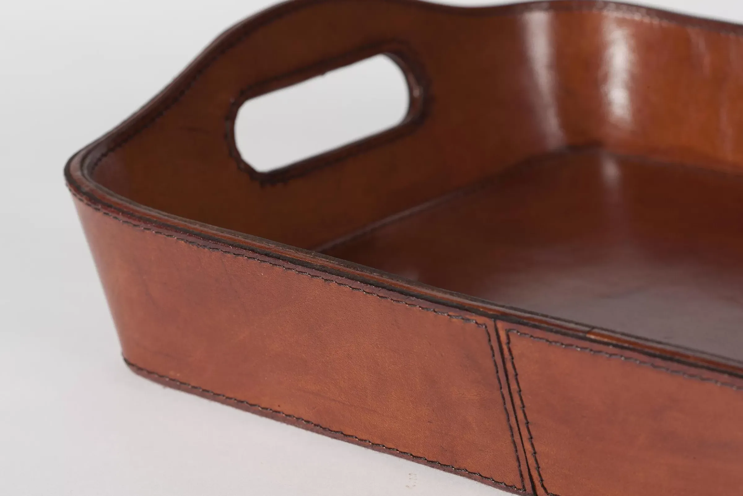 Accessoires^Flamant Manhattan, Plateau, Cuir Marron