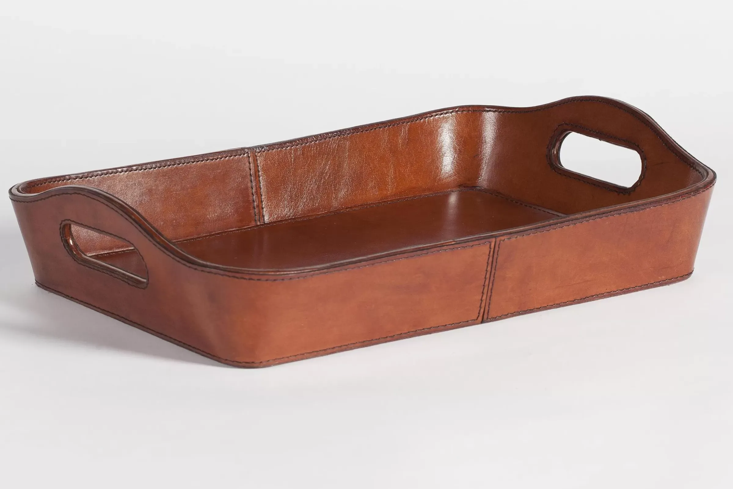 Accessoires^Flamant Manhattan, Plateau, Cuir Marron