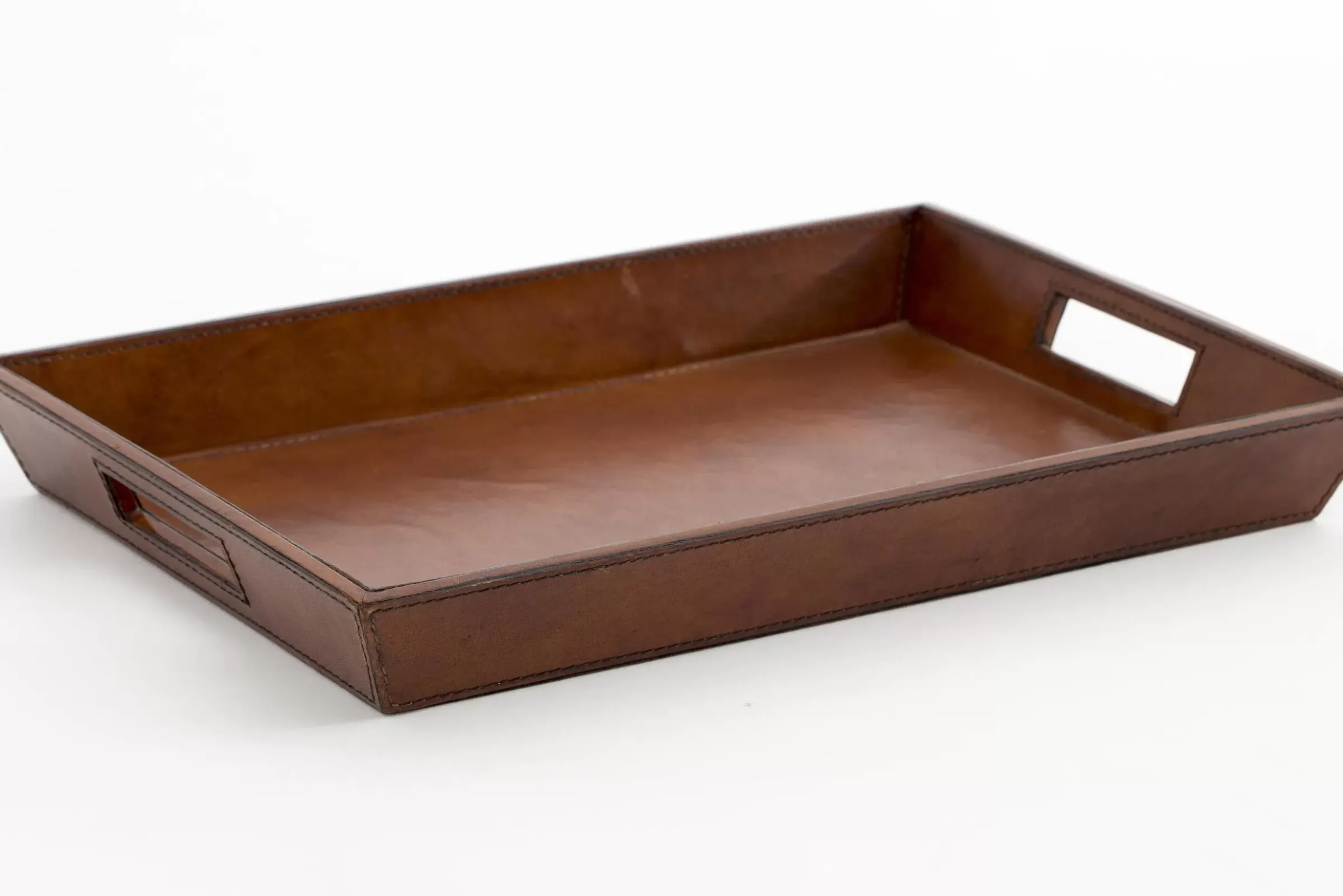 Accessoires^Flamant Manhattan, Plateau, Cuir Marron