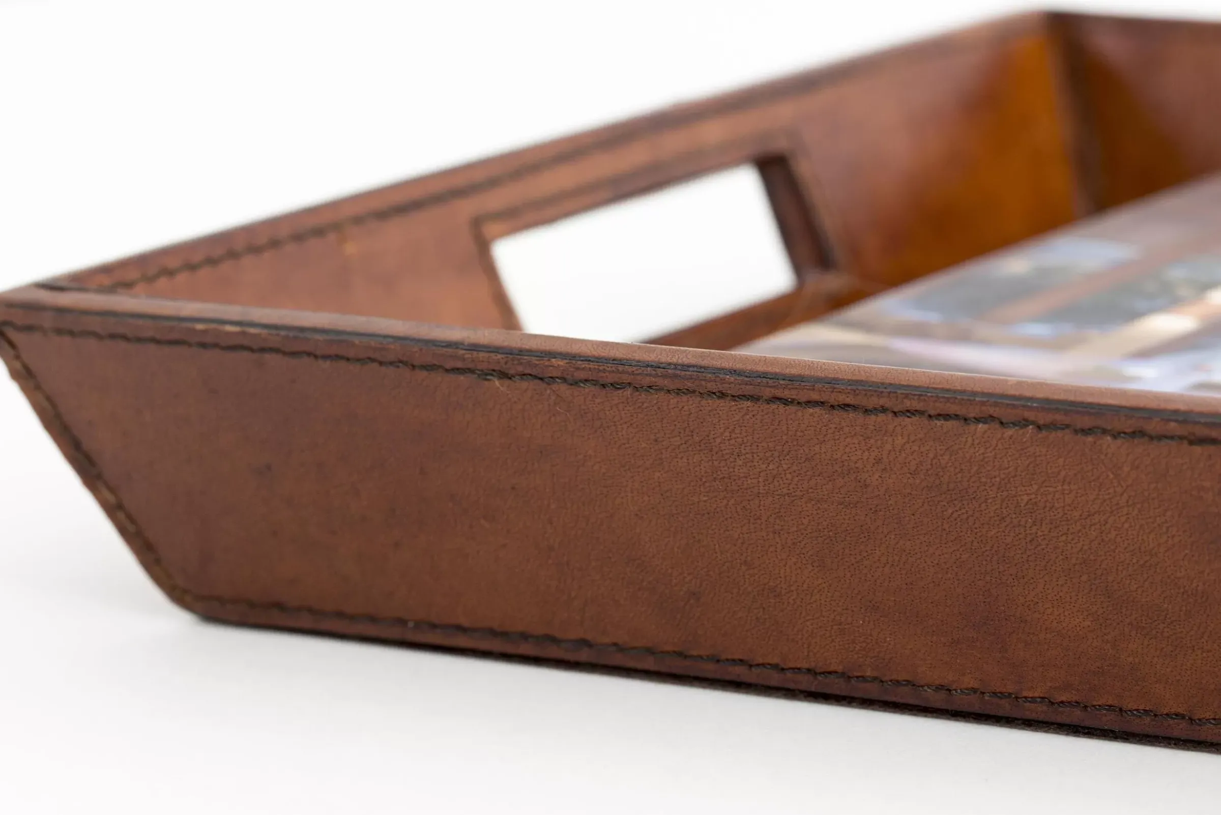 Accessoires^Flamant Manhattan, Plateau, Cuir Marron