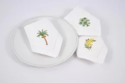 Textiles De Salle A Manger Et De Cuisine^Flamant Mimosa, Serviette, Broderie, Lot De 6