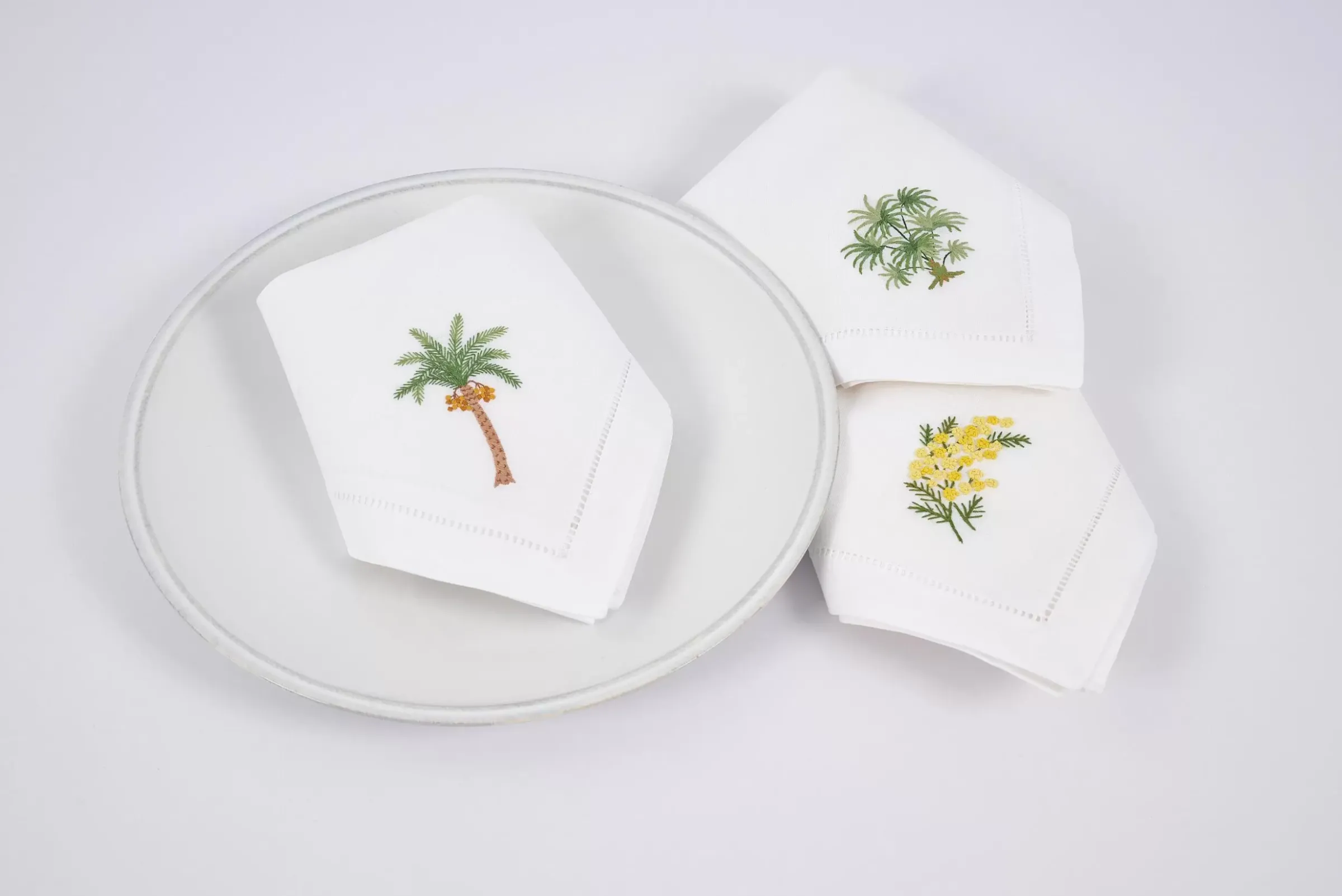 Textiles De Salle A Manger Et De Cuisine^Flamant Mimosa, Serviette, Broderie, Lot De 6