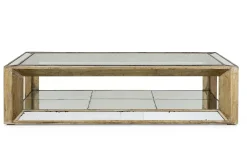 Table A Cafe^Flamant Mitchell, Table Basse, Rectangulaire, Verre Miroir Et Bois, 160X80