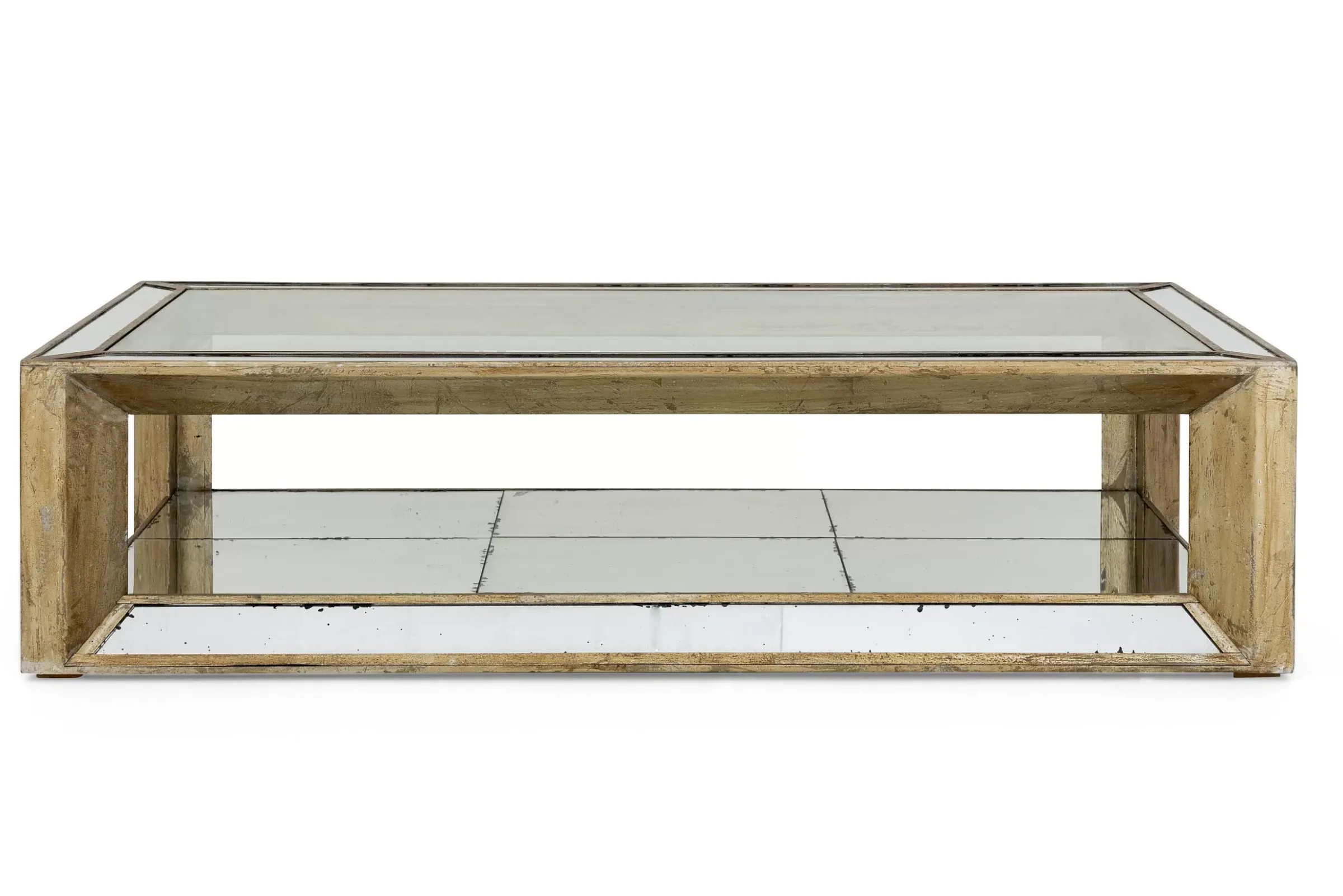Table A Cafe^Flamant Mitchell, Table Basse, Rectangulaire, Verre Miroir Et Bois, 160X80