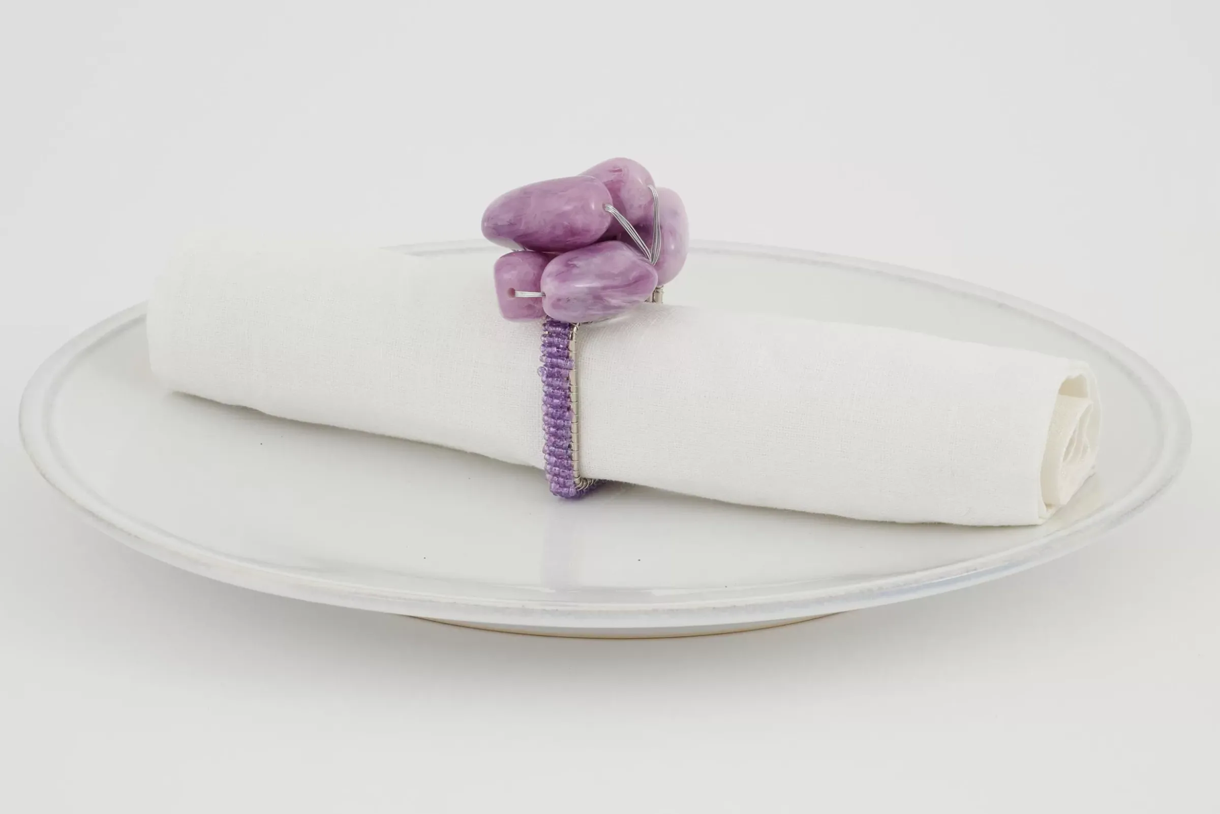 Fete Des Meres^Flamant Naoh, Rond De Serviette, Perles, Violet