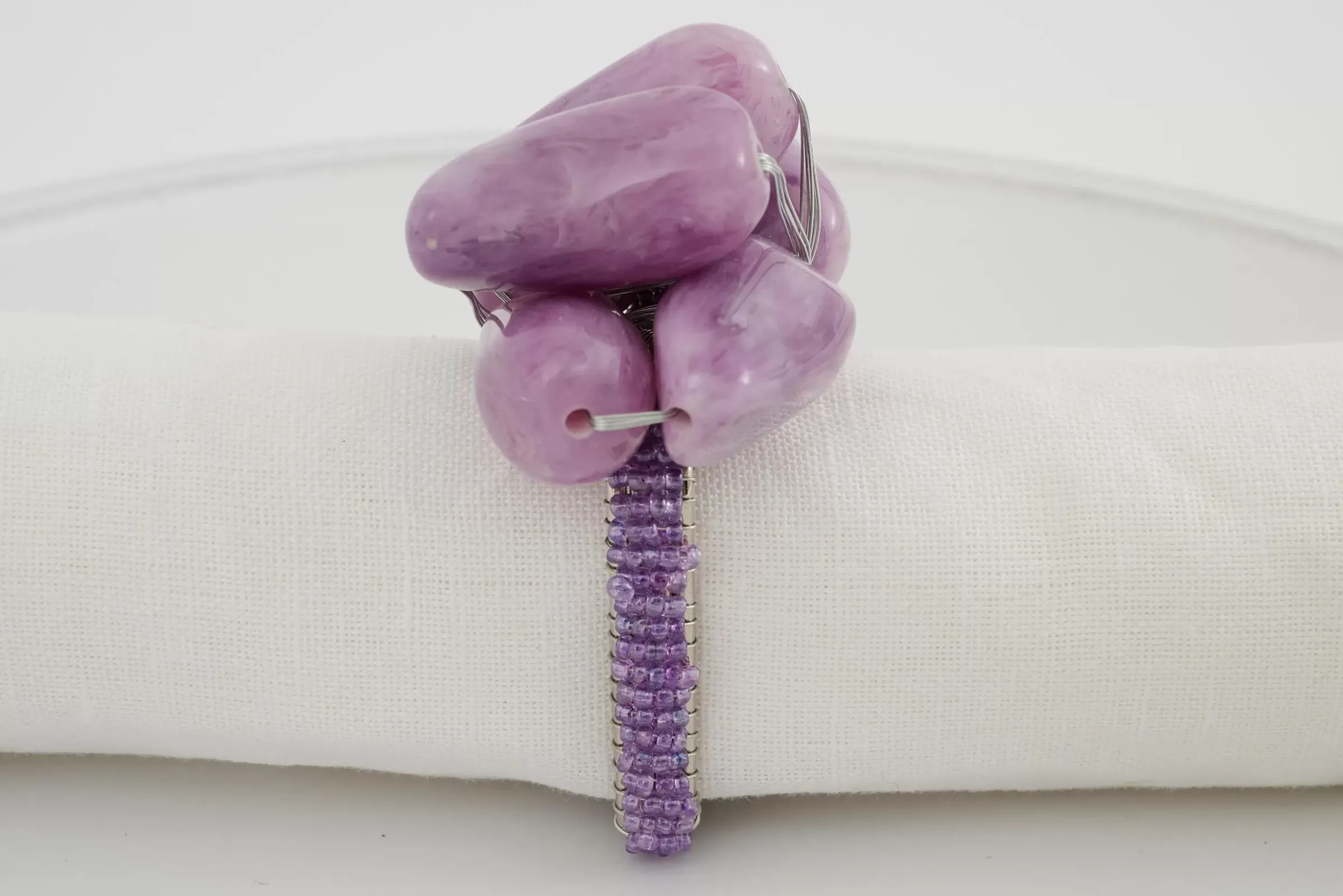 Fete Des Meres^Flamant Naoh, Rond De Serviette, Perles, Violet