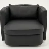 Canapés^Flamant Nelia, Fauteuil, Cuir Noir, Rotatif